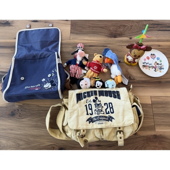 Disney Other - Vintage Disney Bag Plush Lot Mickey Messenger Backpack Goofy Parks Y2K